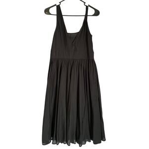 Calvin Klein Black Size 6 Tank Cotton Flare Pleated Women's Dress